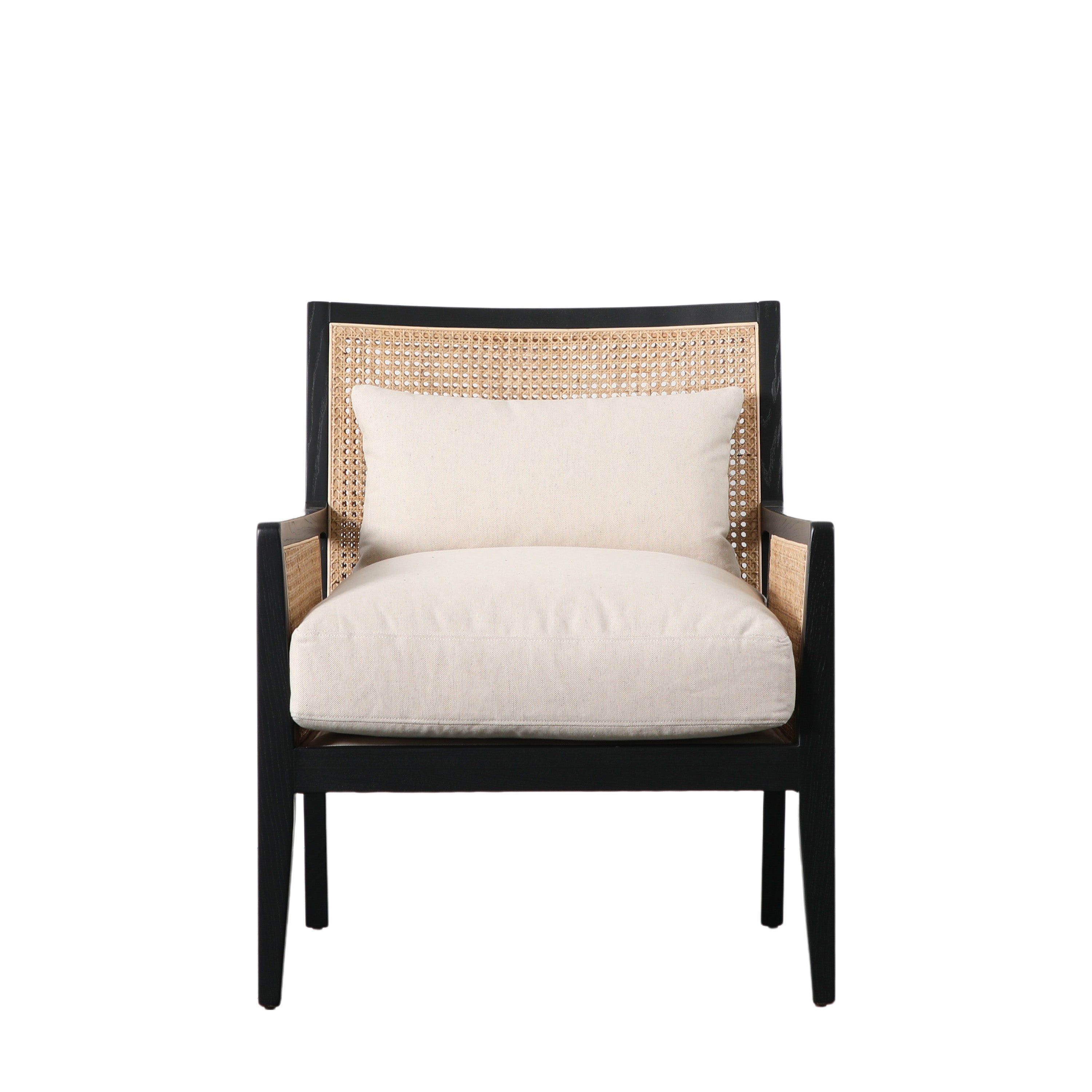 Benito Black Wood & Rattan Cream Armchair